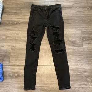 Women’s AEO Black Ripped Jeans